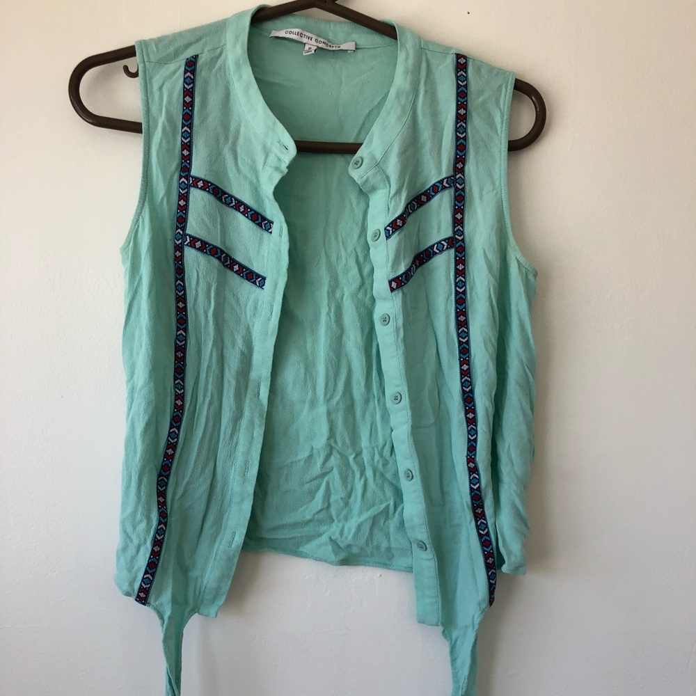 Front tie button up tank top